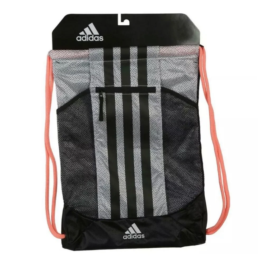 New Adidas Fat Stripes II Sack Pack, One Size (White Grip/Black/Sun Glow)